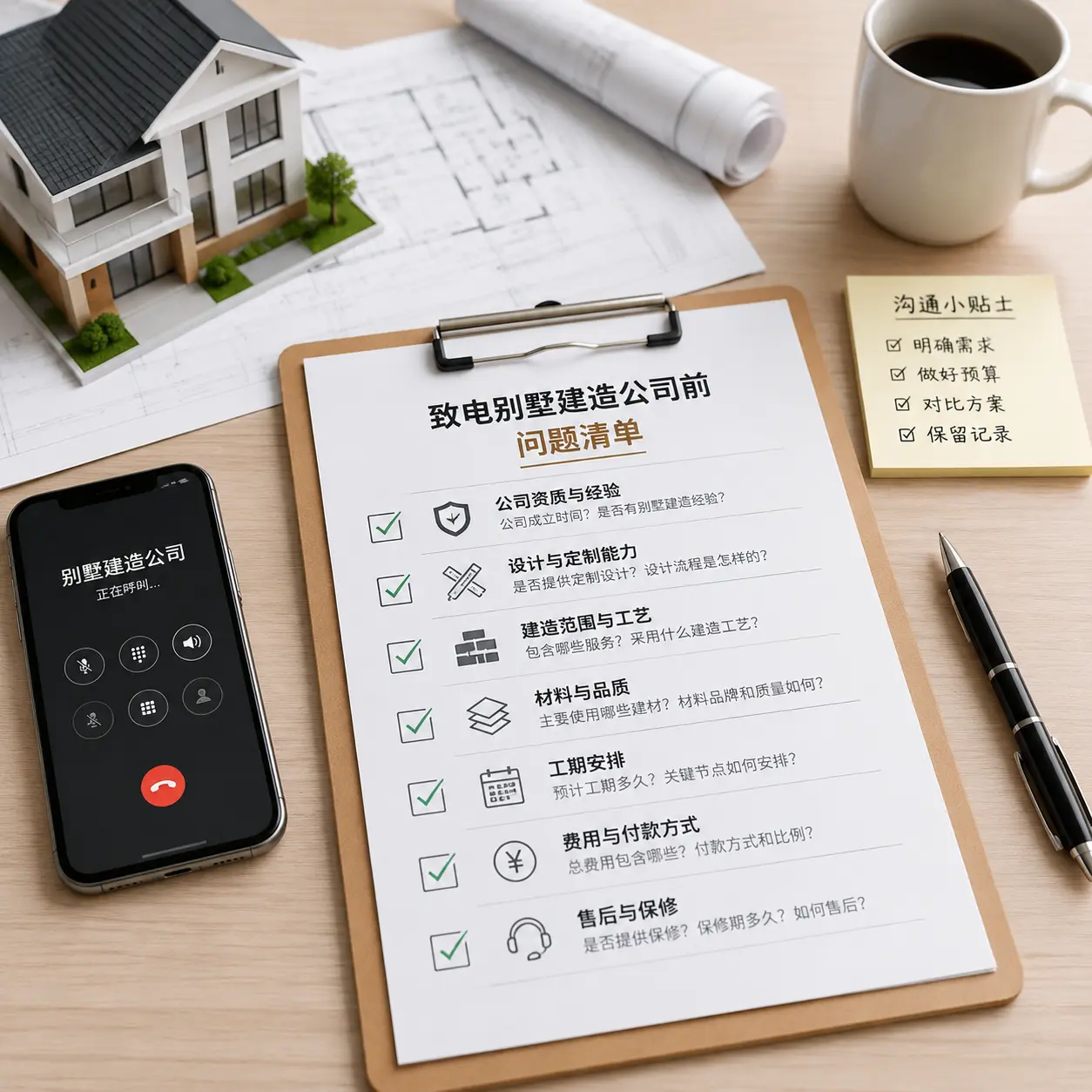 在纳雍拨打别墅建造公司电话前的准备工作